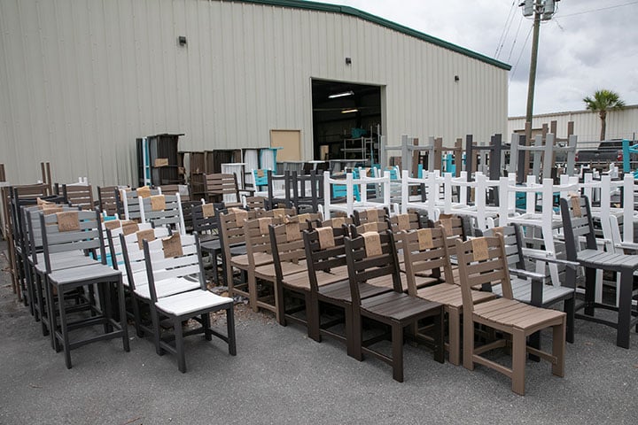Finished outdoor furniture ready to ship