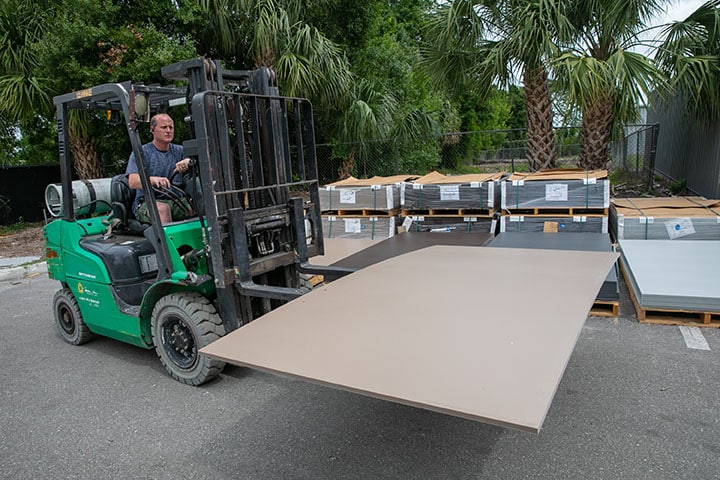 Moving poly lumber on the floor