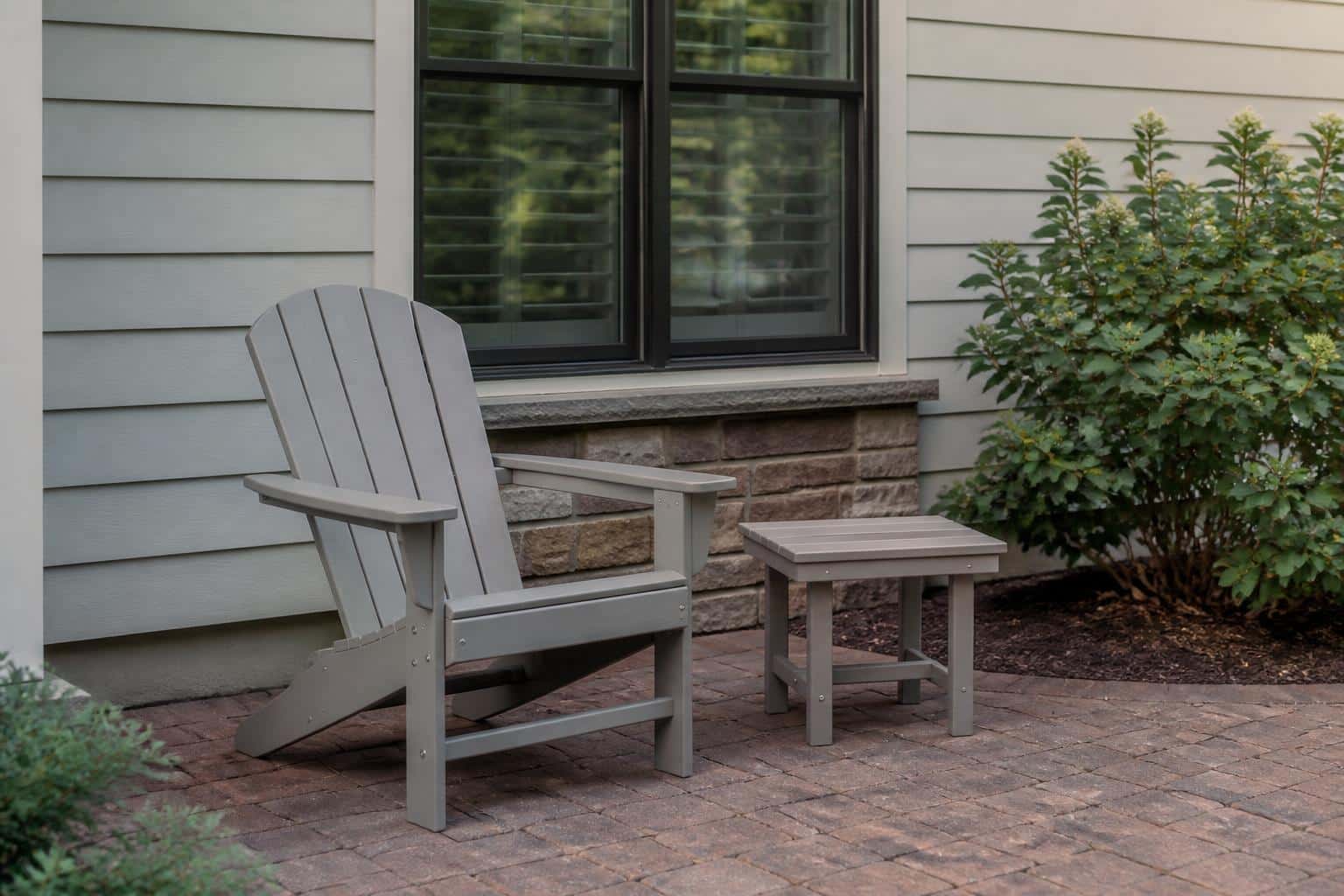 Adirondack chair with a small patio table