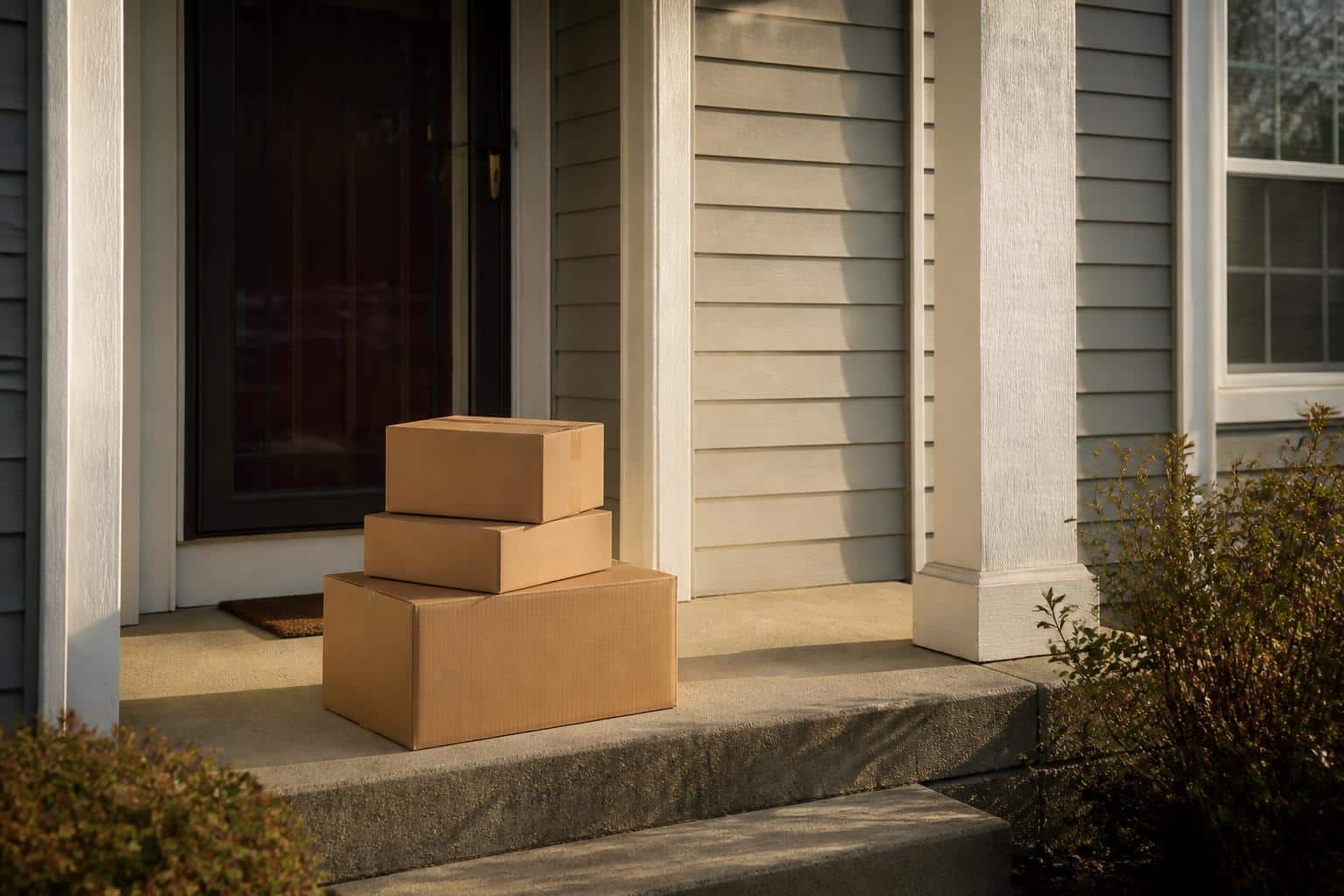 Delivery boxes on a front porch
