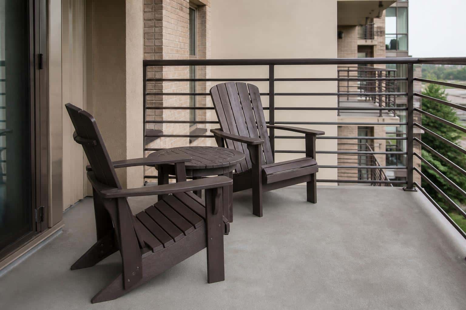 Neat balcony seating with small table
