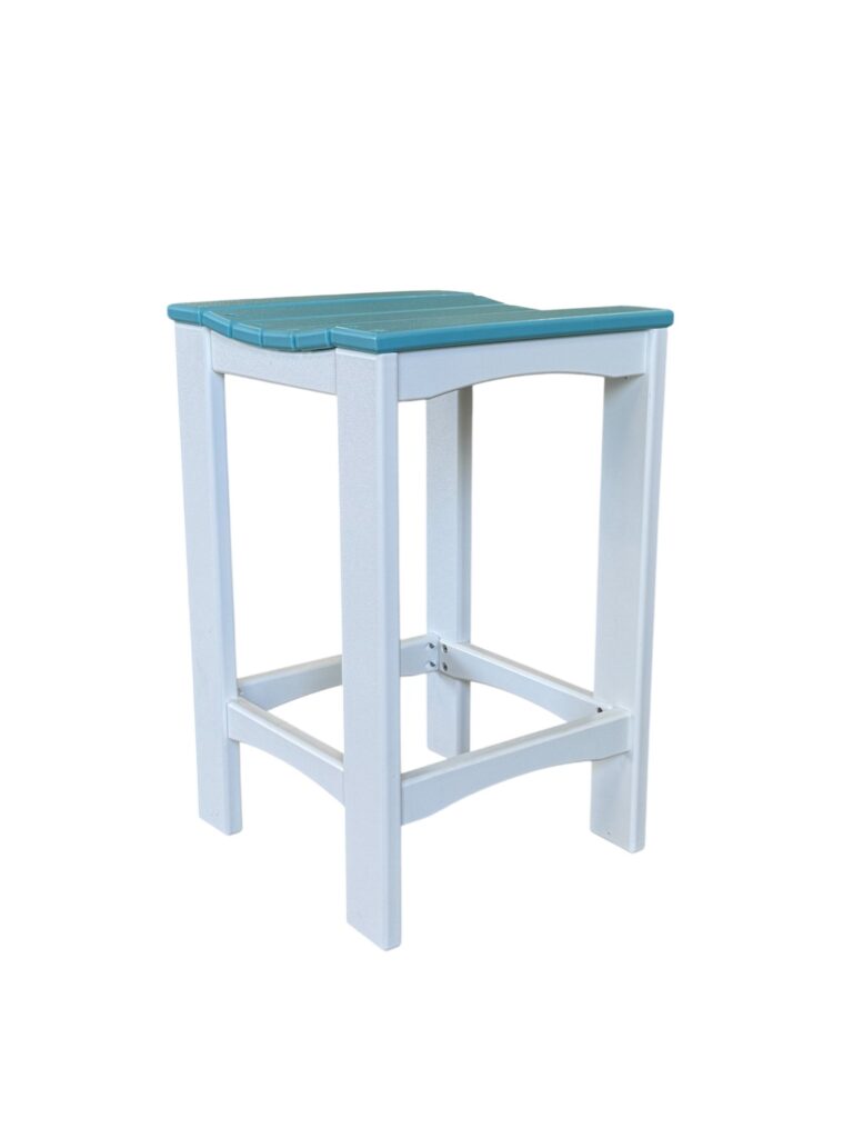 Multicolor plastic counter stool with contrasting slats