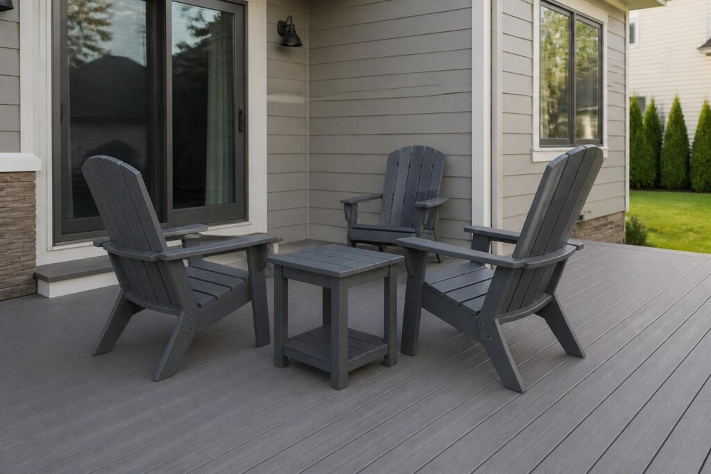 Marine Grade Polymer patio furniture on a composite deck