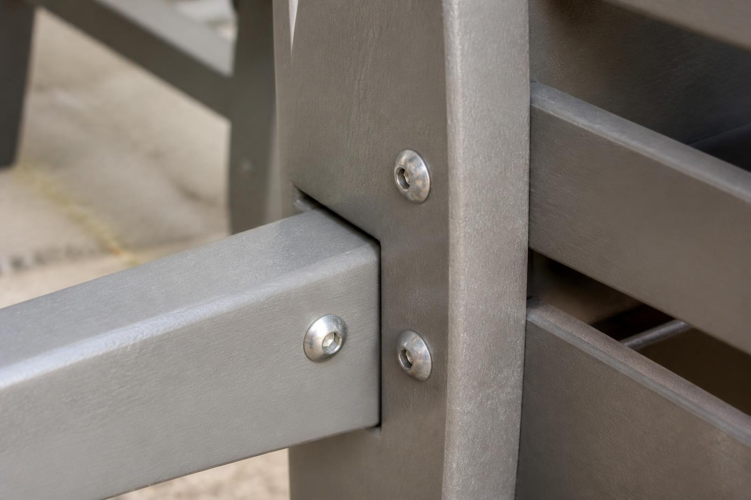 Marine Grade Polymer furniture joint with stainless steel hardware